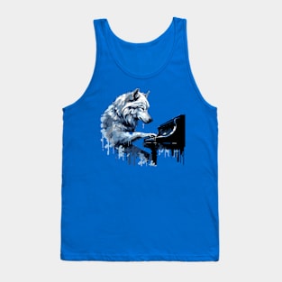 Wolf Playing Piano Tank Top